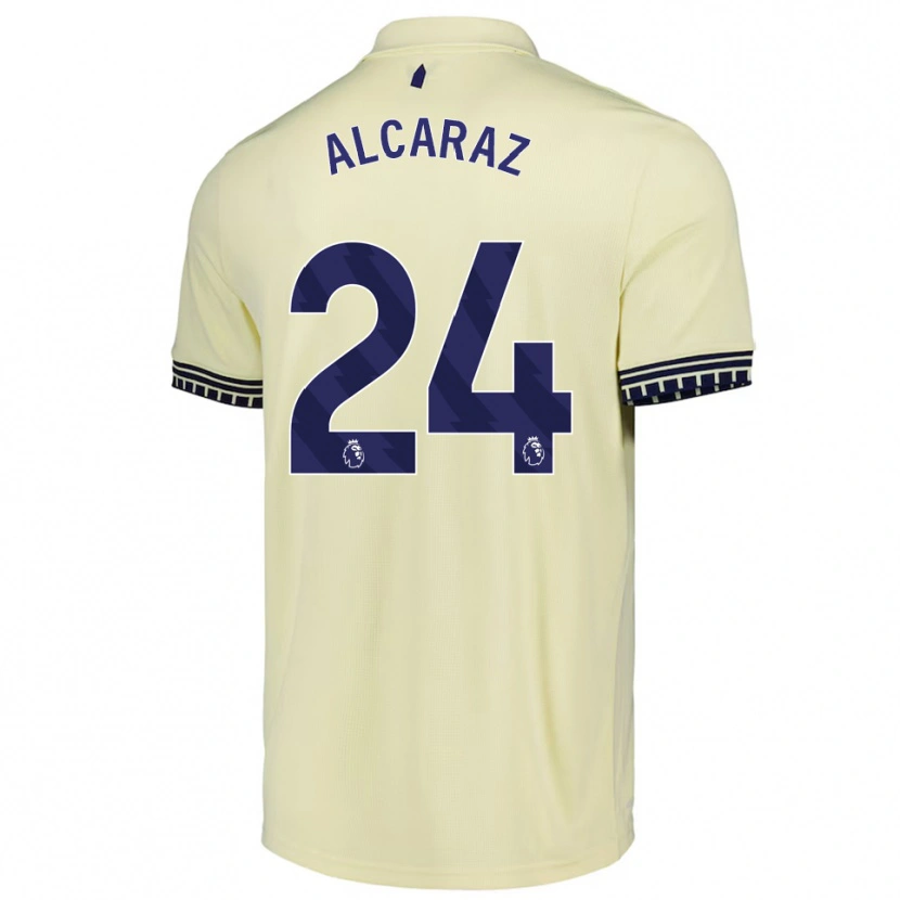 Danxen Kinder Carlos Alcaraz #24 Creme Weiß Schwarz Auswärtstrikot Trikot 2025/26 T-Shirt
