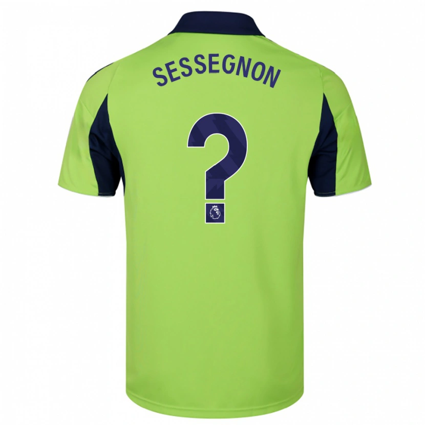 Danxen Kinder Kayden Sessegnon #0 Grün Marineblau Weiß Auswärtstrikot Trikot 2025/26 T-Shirt