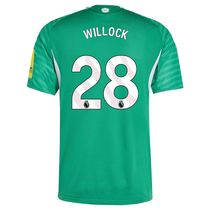Danxen Kinder Joe Willock #28 Grün Weiß Auswärtstrikot Trikot 2025/26 T-Shirt