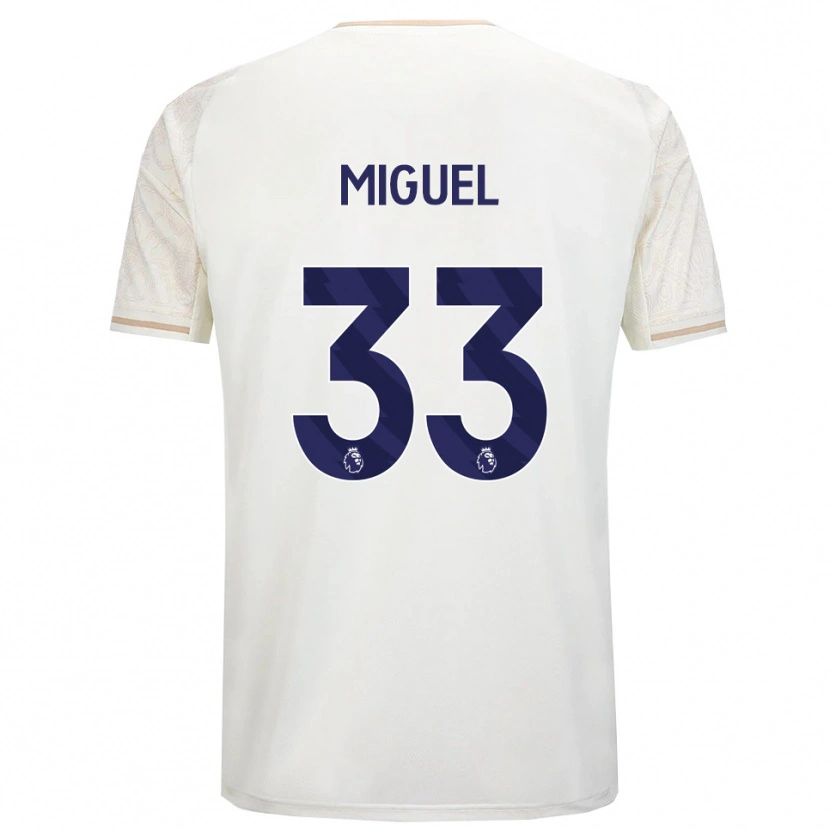 Danxen Kinder Carlos Miguel #33 Creme Weiß Schwarz Auswärtstrikot Trikot 2025/26 T-Shirt