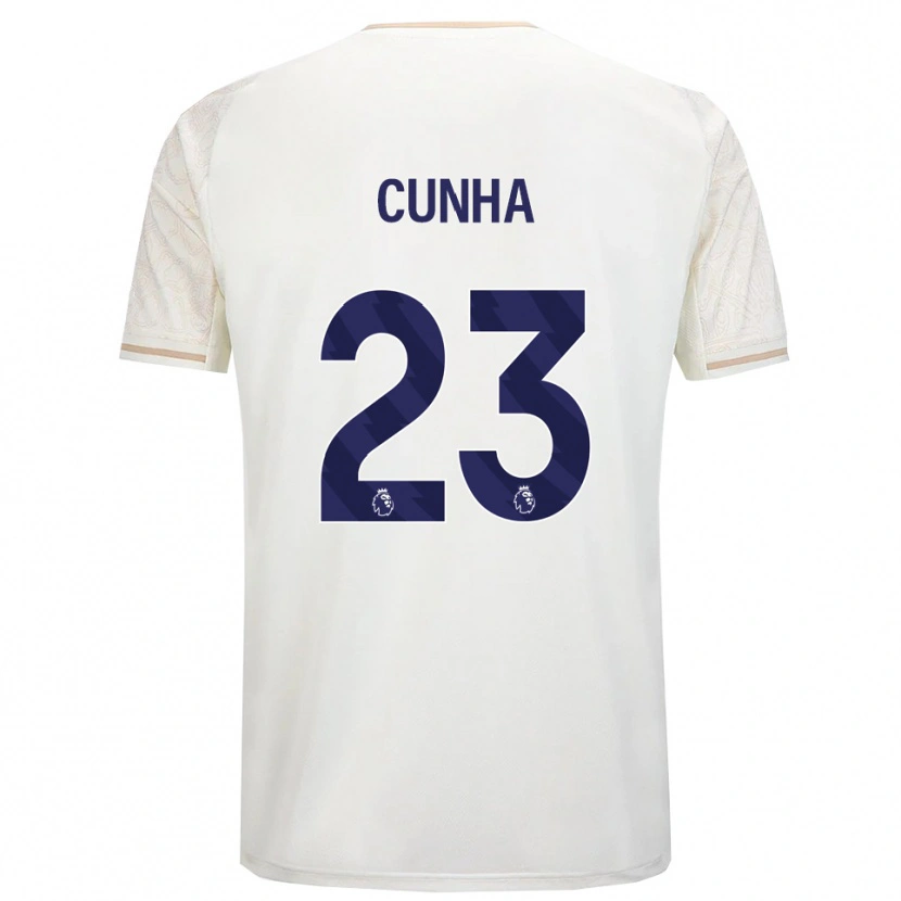 Danxen Kinder Jair Cunha #23 Creme Weiß Schwarz Auswärtstrikot Trikot 2025/26 T-Shirt