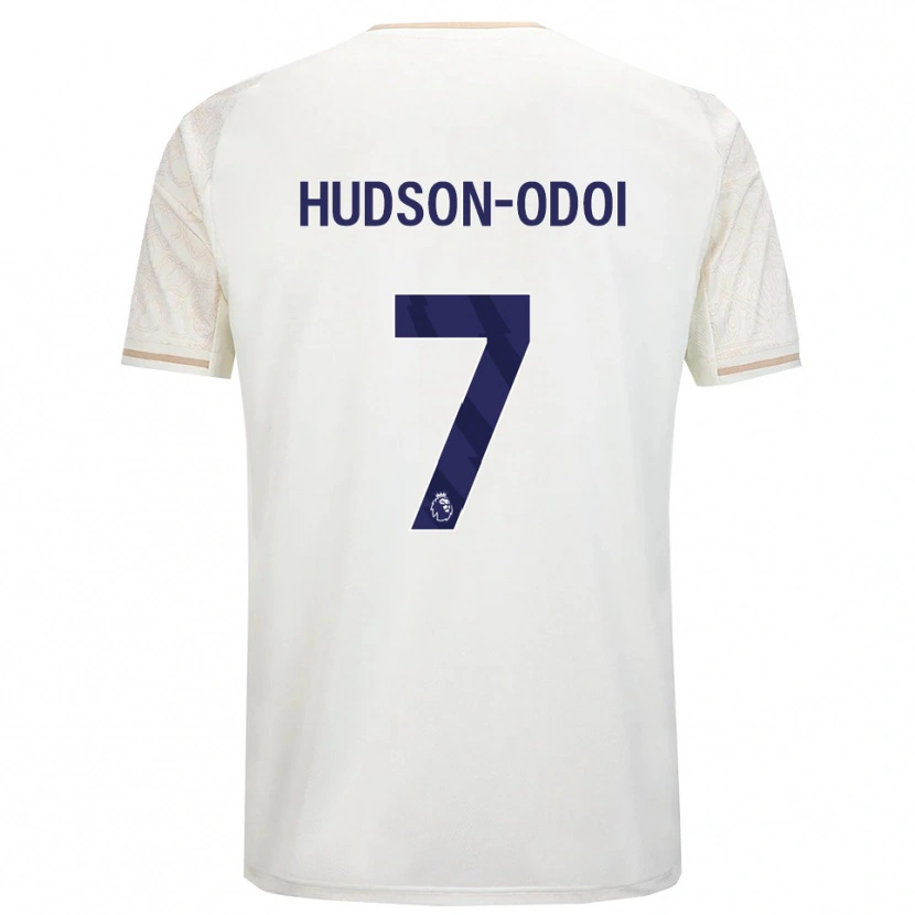 Danxen Kinder Callum Hudson-Odoi #7 Creme Weiß Schwarz Auswärtstrikot Trikot 2025/26 T-Shirt