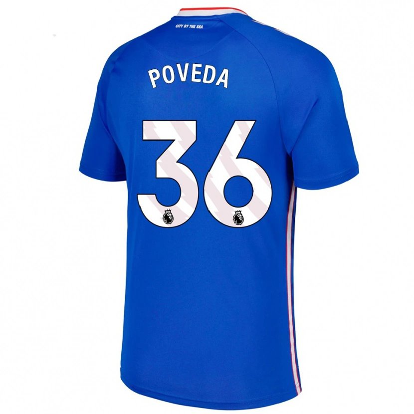Danxen Kinder Ian Poveda #36 Blau Weiß Auswärtstrikot Trikot 2025/26 T-Shirt