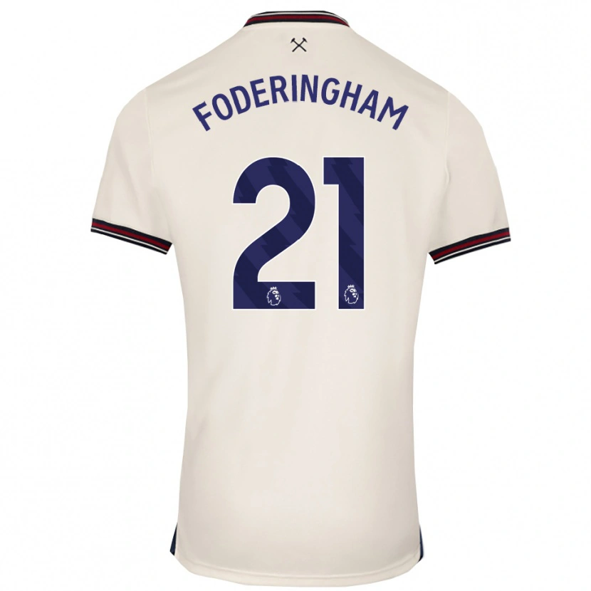 Danxen Kinder Wes Foderingham #21 Creme Weiß Auswärtstrikot Trikot 2025/26 T-Shirt