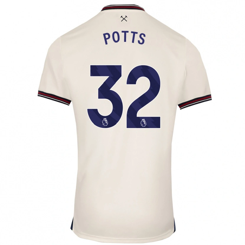Danxen Kinder Freddie Potts #32 Creme Weiß Auswärtstrikot Trikot 2025/26 T-Shirt