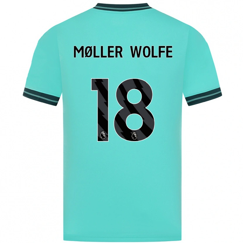 Danxen Kinder David Møller Wolfe #18 Himmelblau Grün Auswärtstrikot Trikot 2025/26 T-Shirt