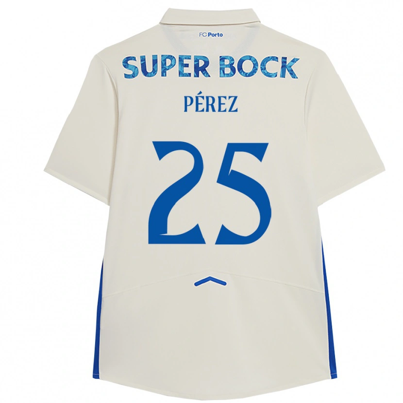 Danxen Kinder Tomás Pérez #25 Weiß Blau Ausweichtrikot Trikot 2025/26 T-Shirt