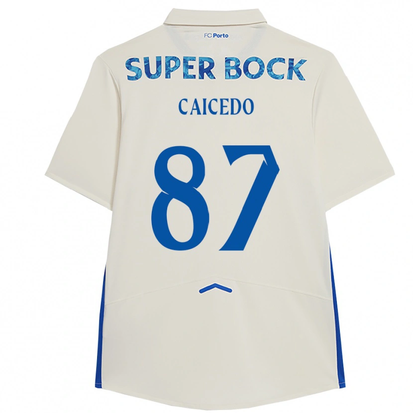 Danxen Kinder Brayan Caicedo #87 Weiß Blau Ausweichtrikot Trikot 2025/26 T-Shirt