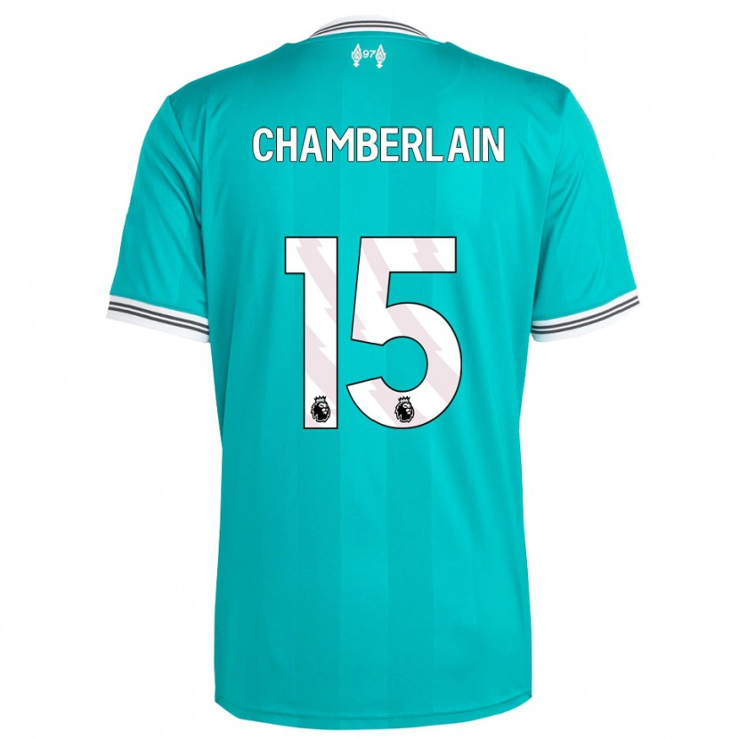 Danxen Kinder Alex Oxlade Chamberlain #15 Grün Weiß Ausweichtrikot Trikot 2025/26 T-Shirt