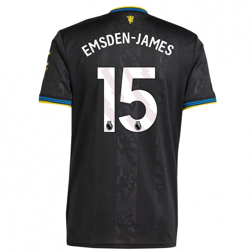 Danxen Kinder Harley Emsden-James #15 Schwarz Gelb Blau Ausweichtrikot Trikot 2025/26 T-Shirt