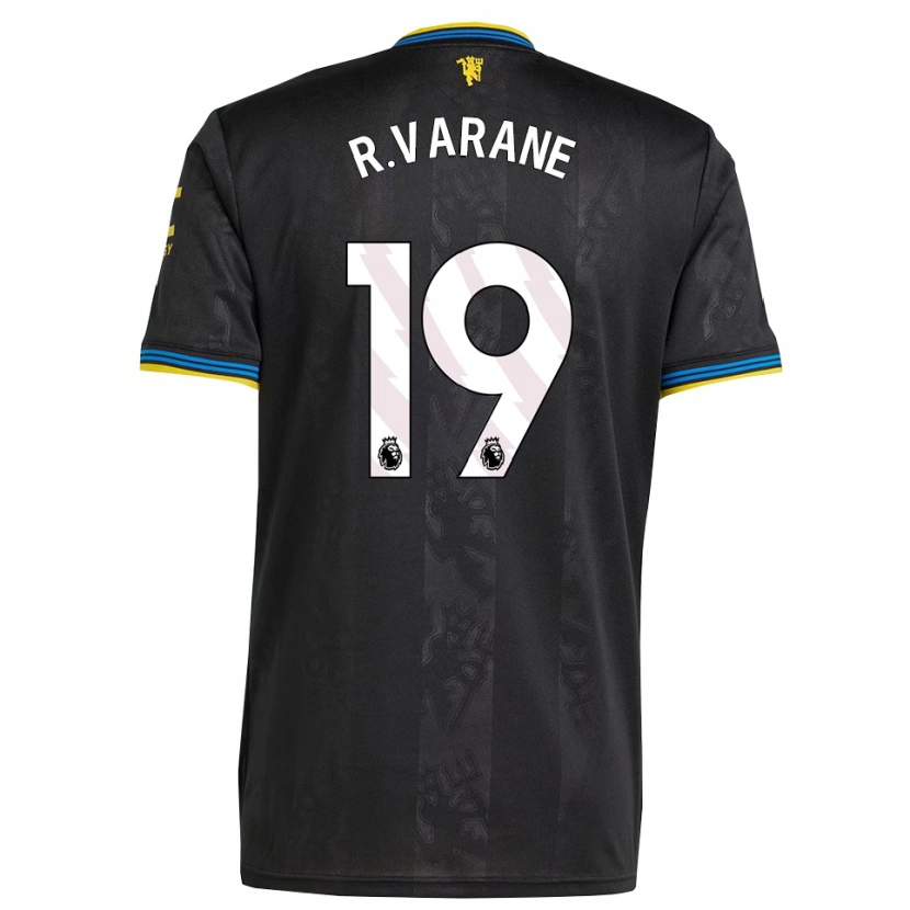Danxen Kinder Raphael Varane #19 Schwarz Gelb Blau Ausweichtrikot Trikot 2025/26 T-Shirt