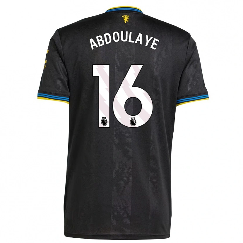 Danxen Kinder Douka Abdoulaye #16 Schwarz Gelb Blau Ausweichtrikot Trikot 2025/26 T-Shirt