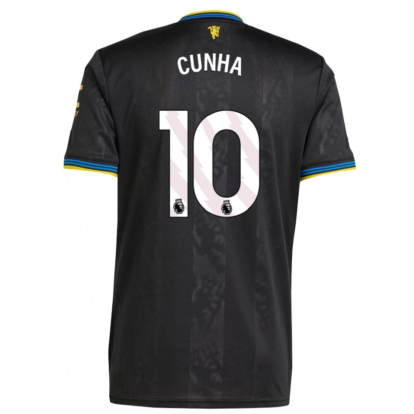 Danxen Kinder Matheus Cunha #10 Schwarz Gelb Blau Ausweichtrikot Trikot 2025/26 T-Shirt
