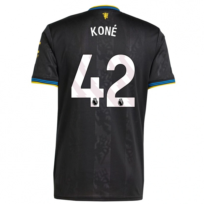 Danxen Kinder Sékou Koné #42 Schwarz Gelb Blau Ausweichtrikot Trikot 2025/26 T-Shirt