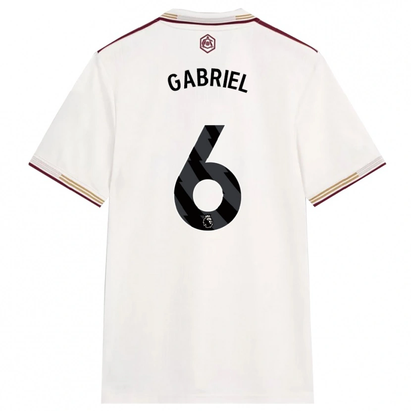 Danxen Kinder Gabriel Magalhães #6 Creme Weiß Burgunderrot Ausweichtrikot Trikot 2025/26 T-Shirt