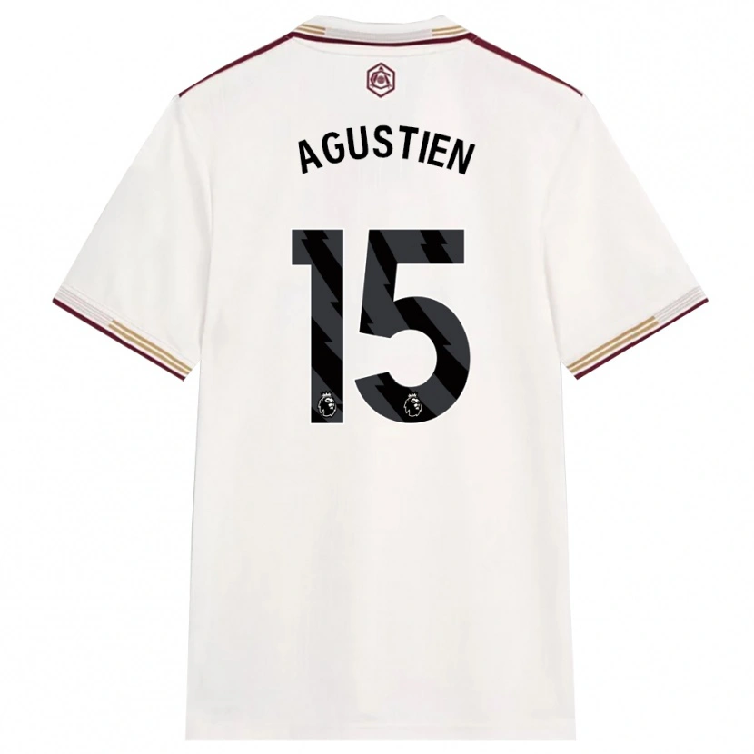 Danxen Kinder Demiane Agustien #15 Creme Weiß Burgunderrot Ausweichtrikot Trikot 2025/26 T-Shirt