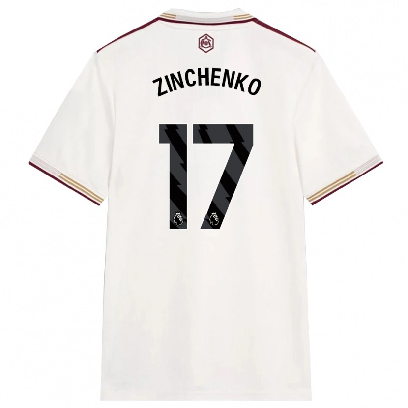 Danxen Kinder Oleksandr Zinchenko #17 Creme Weiß Burgunderrot Ausweichtrikot Trikot 2025/26 T-Shirt