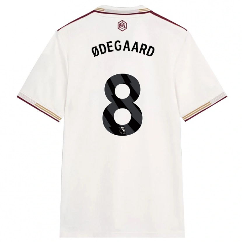 Danxen Kinder Martin Ødegaard #8 Creme Weiß Burgunderrot Ausweichtrikot Trikot 2025/26 T-Shirt