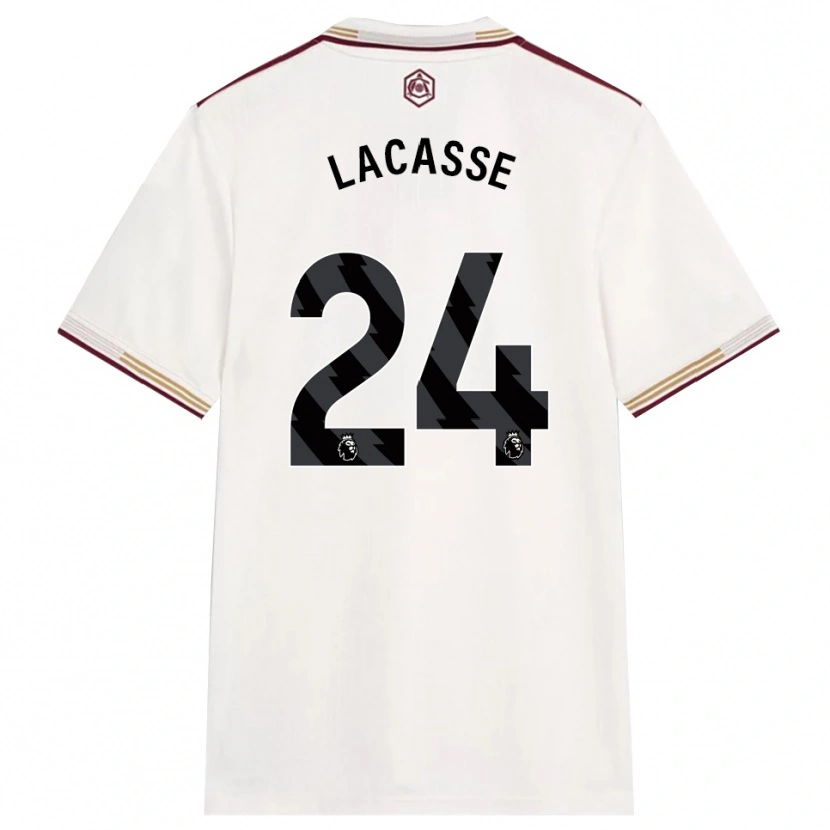 Danxen Kinder Cloé Lacasse #24 Creme Weiß Burgunderrot Ausweichtrikot Trikot 2025/26 T-Shirt