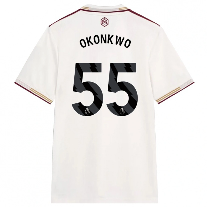 Danxen Kinder Brian Okonkwo #55 Creme Weiß Burgunderrot Ausweichtrikot Trikot 2025/26 T-Shirt