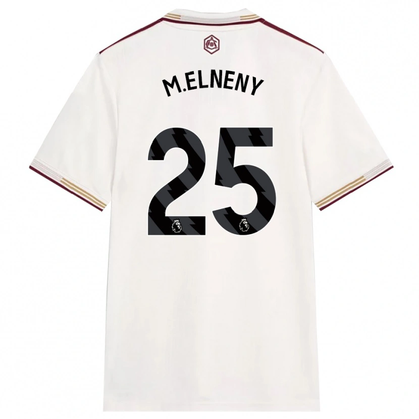 Danxen Kinder Mohamed Elneny #25 Creme Weiß Burgunderrot Ausweichtrikot Trikot 2025/26 T-Shirt