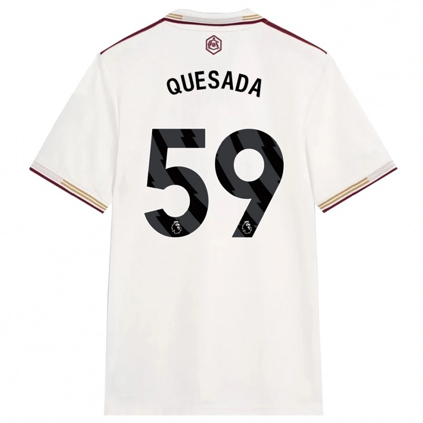 Danxen Kinder Elián Quesada #59 Creme Weiß Burgunderrot Ausweichtrikot Trikot 2025/26 T-Shirt
