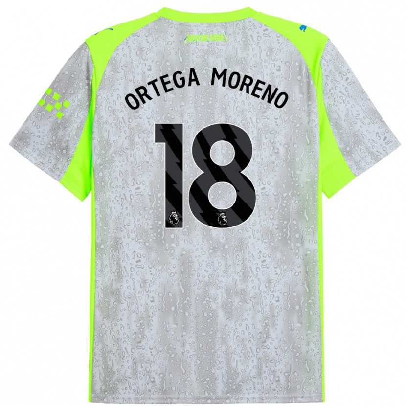 Danxen Kinder Stefan Ortega #18 Grau Gelb Ausweichtrikot Trikot 2025/26 T-Shirt