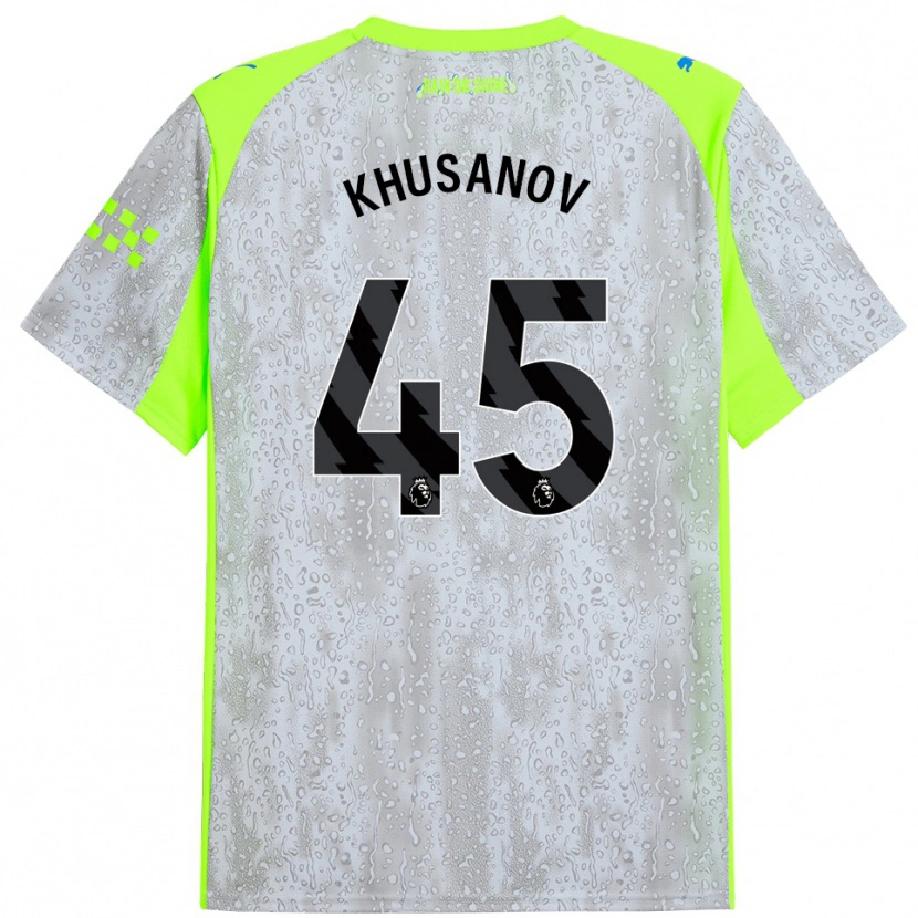 Danxen Kinder Abdukodir Khusanov #45 Grau Gelb Ausweichtrikot Trikot 2025/26 T-Shirt