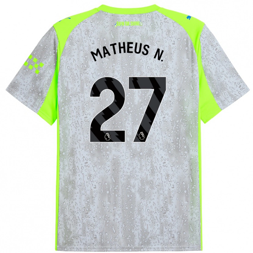 Danxen Kinder Matheus Nunes #27 Grau Gelb Ausweichtrikot Trikot 2025/26 T-Shirt