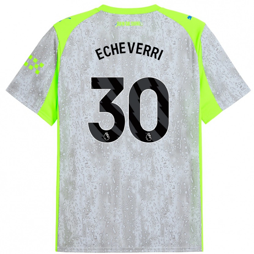 Danxen Kinder Claudio Echeverri #30 Grau Gelb Ausweichtrikot Trikot 2025/26 T-Shirt