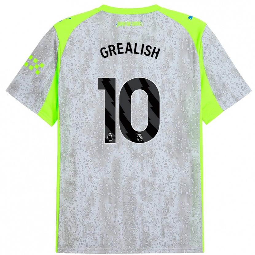 Danxen Kinder Jack Grealish #10 Grau Gelb Ausweichtrikot Trikot 2025/26 T-Shirt