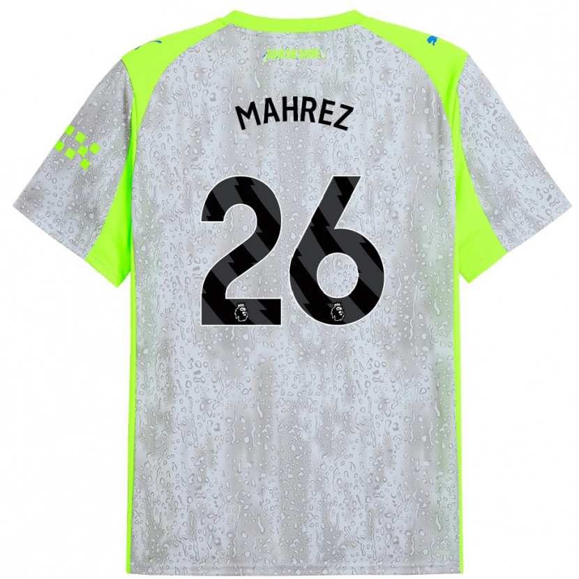 Danxen Kinder Riyad Mahrez #26 Grau Gelb Ausweichtrikot Trikot 2025/26 T-Shirt