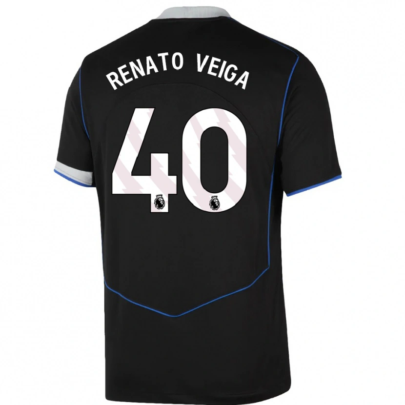 Danxen Kinder Renato Veiga #40 Schwarz Blau Silber Ausweichtrikot Trikot 2025/26 T-Shirt