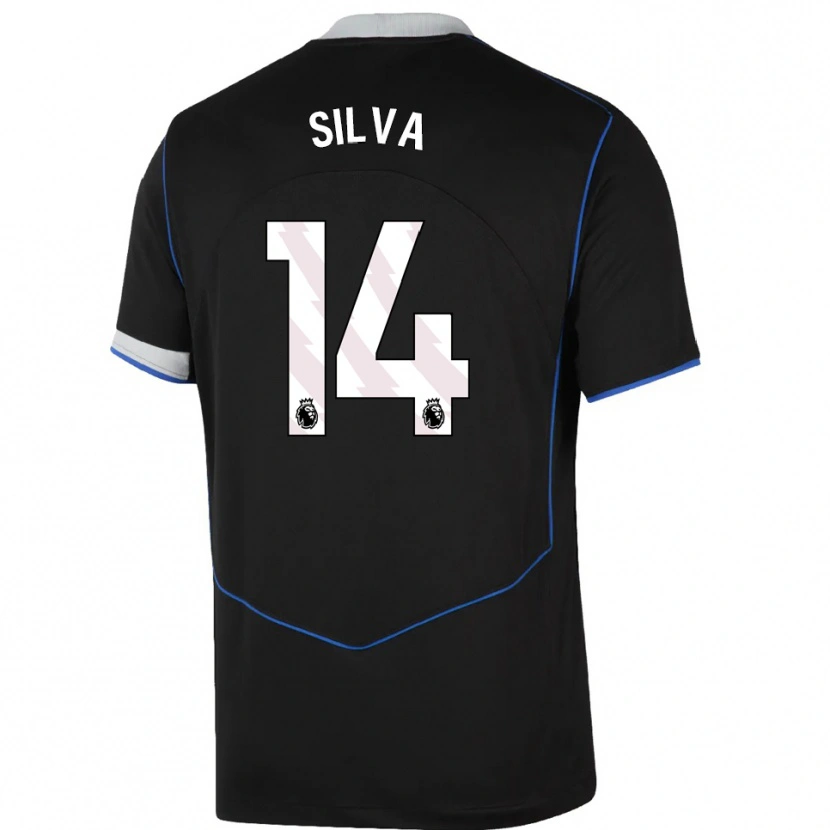 Danxen Kinder Isago Silva #14 Schwarz Blau Silber Ausweichtrikot Trikot 2025/26 T-Shirt