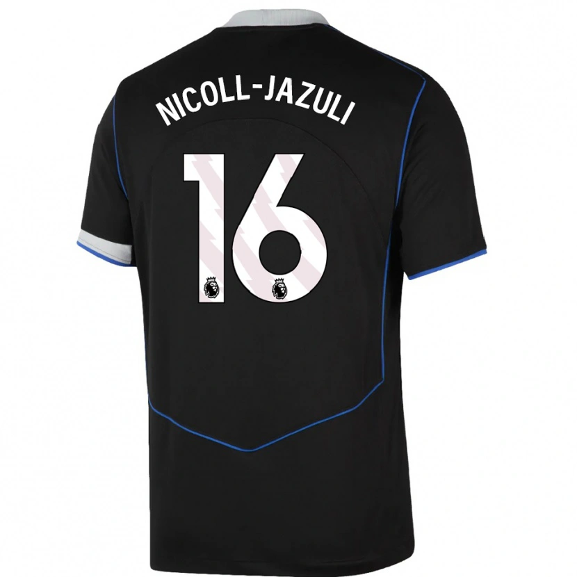 Danxen Kinder Mahdi Nicoll-Jazuli #16 Schwarz Blau Silber Ausweichtrikot Trikot 2025/26 T-Shirt