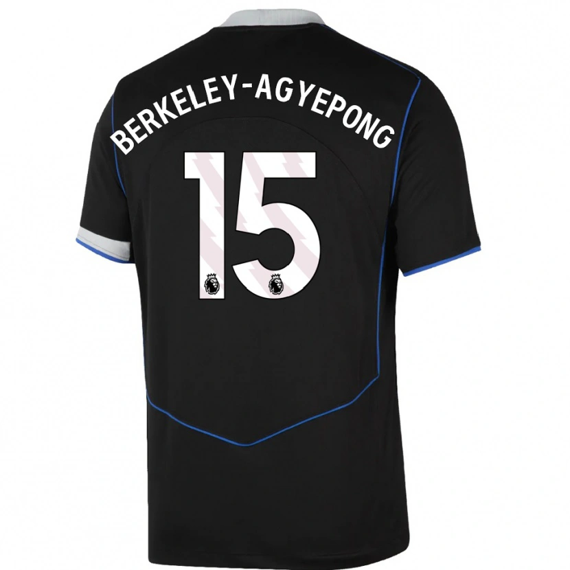 Danxen Kinder Jeremiah Berkeley-Agyepong #15 Schwarz Blau Silber Ausweichtrikot Trikot 2025/26 T-Shirt