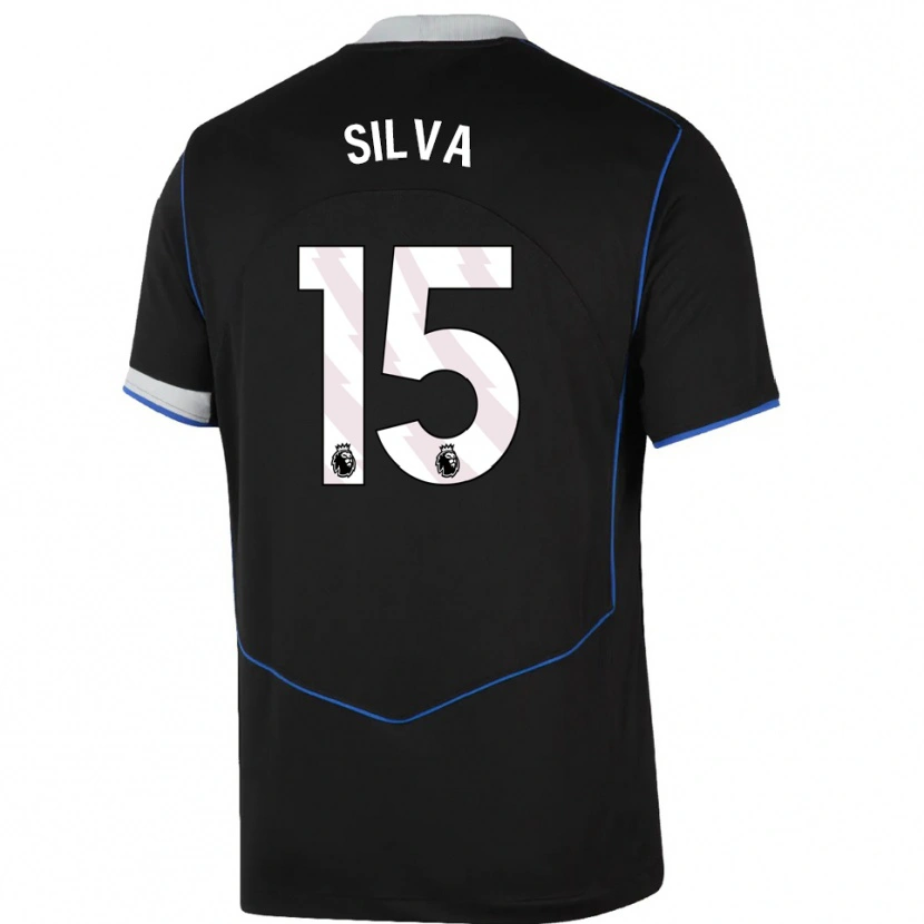 Danxen Kinder Isaac Silva #15 Schwarz Blau Silber Ausweichtrikot Trikot 2025/26 T-Shirt