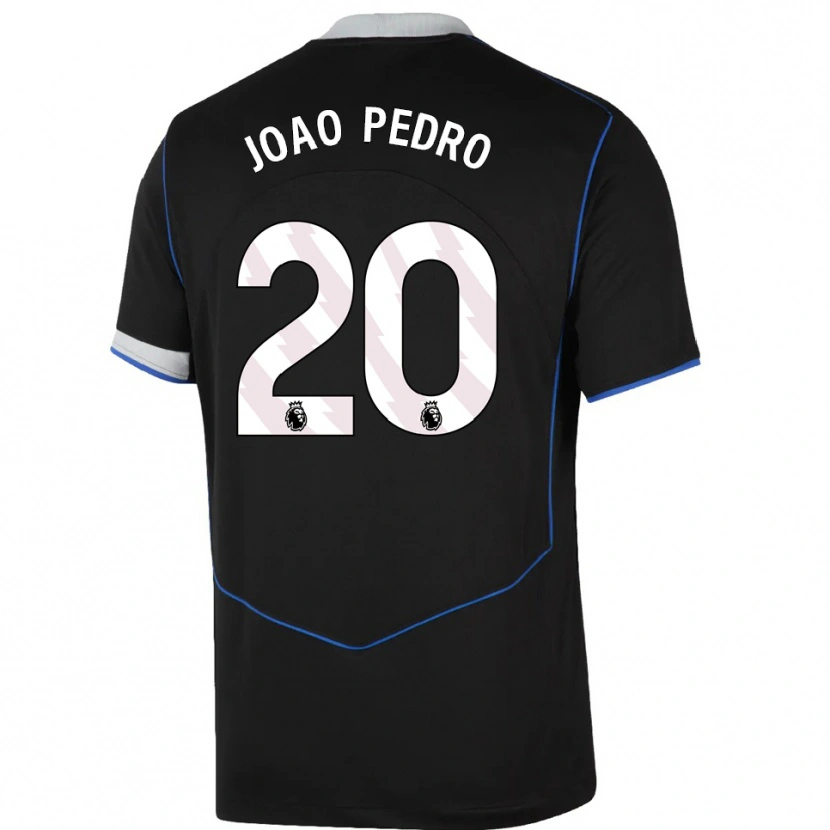 Danxen Kinder João Pedro #20 Schwarz Blau Silber Ausweichtrikot Trikot 2025/26 T-Shirt