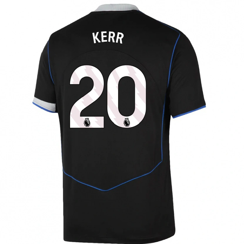 Danxen Kinder Sam Kerr #20 Schwarz Blau Silber Ausweichtrikot Trikot 2025/26 T-Shirt