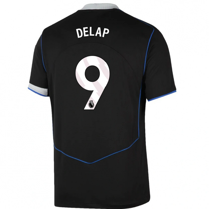 Danxen Kinder Liam Delap #9 Schwarz Blau Silber Ausweichtrikot Trikot 2025/26 T-Shirt