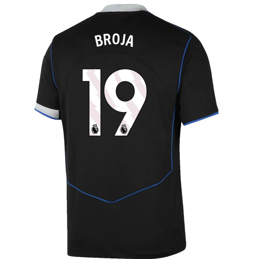 Danxen Kinder Armando Broja #19 Schwarz Blau Silber Ausweichtrikot Trikot 2025/26 T-Shirt