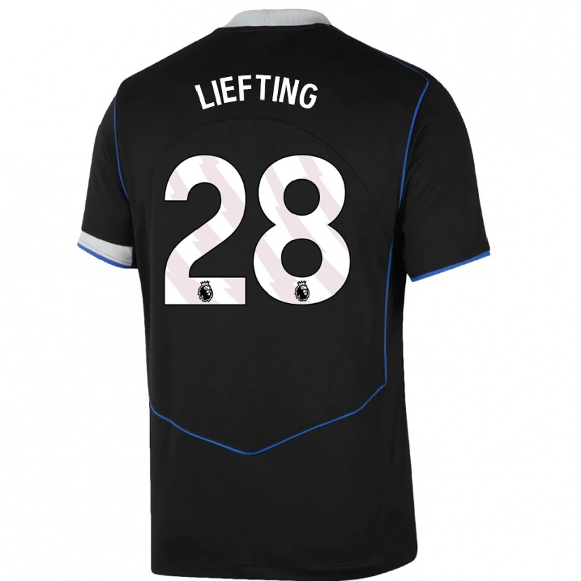 Danxen Kinder Femke Liefting #28 Schwarz Blau Silber Ausweichtrikot Trikot 2025/26 T-Shirt