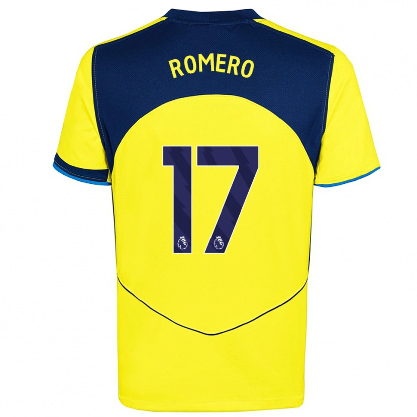 Danxen Kinder Cristian Romero #17 Gelb Marineblau Ausweichtrikot Trikot 2025/26 T-Shirt