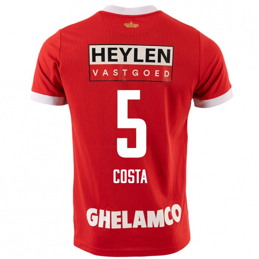 Danxen Herren Ayrton Costa #5 Rot Weiß Heimtrikot Trikot 2025/26 T-Shirt