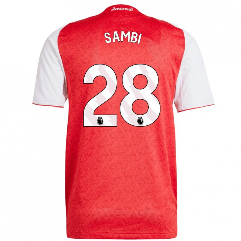 Danxen Herren Albert Sambi Lokonga #28 Rot Weiß Heimtrikot Trikot 2025/26 T-Shirt