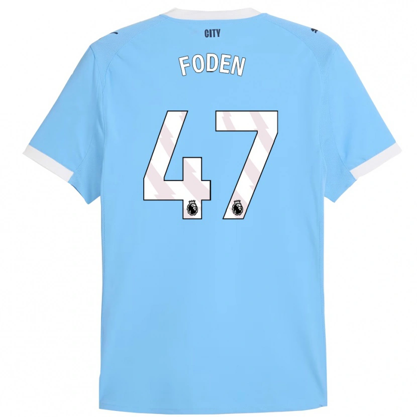 Danxen Herren Phil Foden #47 Himmelblau Weiß Heimtrikot Trikot 2025/26 T-Shirt