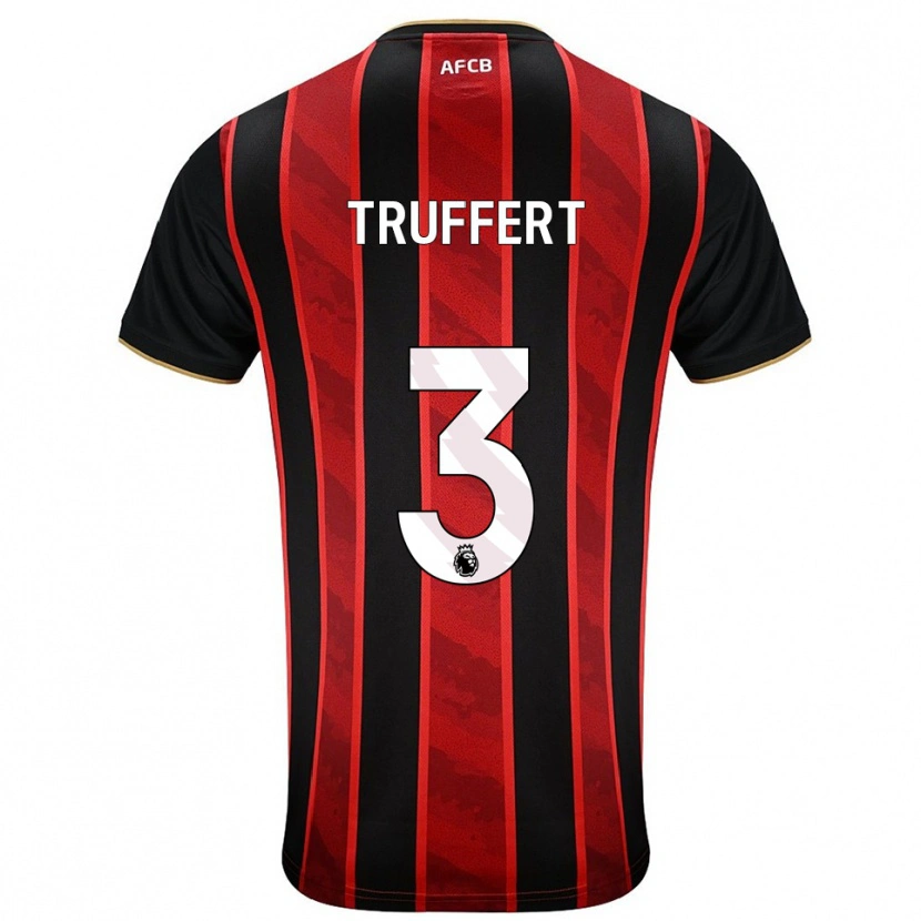 Danxen Herren Adrien Truffert #3 Rot Schwarz Heimtrikot Trikot 2025/26 T-Shirt