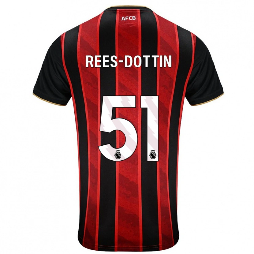Danxen Herren Remy Rees-Dottin #51 Rot Schwarz Heimtrikot Trikot 2025/26 T-Shirt