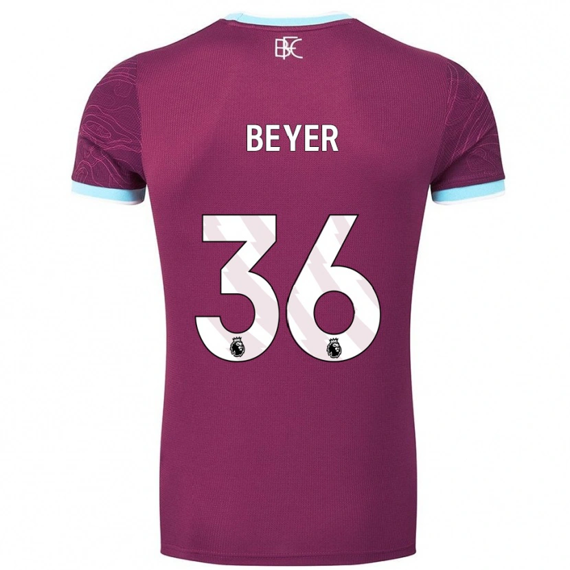 Danxen Herren Jordan Beyer #36 Burgunderrot Himmelblau Heimtrikot Trikot 2025/26 T-Shirt