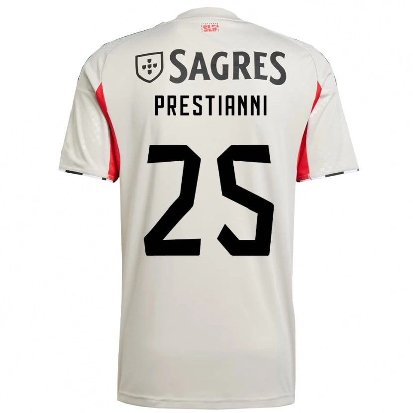 Danxen Herren Gianluca Prestianni #25 Creme Weiß Rot Auswärtstrikot Trikot 2025/26 T-Shirt